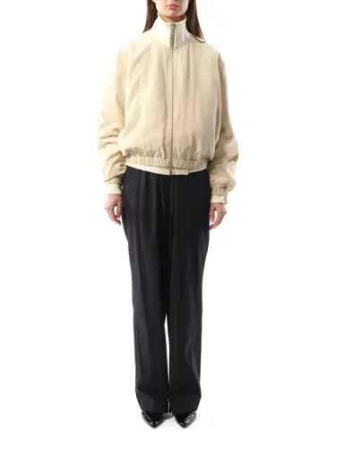 Helmut Lang Silk Zip Bomber Jacket in Oat Brown | Thumbnail 4 Helmut Lang Silk Zip Bomber Jacket in Oat Brown | Thumbnail 4