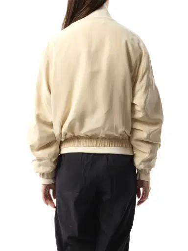Helmut Lang Silk Zip Bomber Jacket in Oat Brown | Thumbnail 6 Helmut Lang Silk Zip Bomber Jacket in Oat Brown | Thumbnail 6