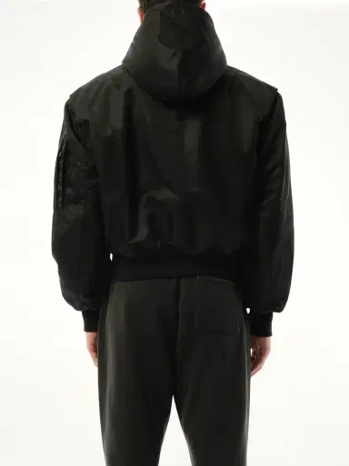 Entire Studios Hooded Broad Bomber Jacket in Oil Black | Thumbnail 6 Entire Studios Hooded Broad Bomber Jacket in Oil Black | Thumbnail 6