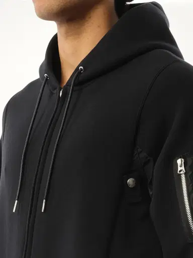 Sacai Sponge Sweat Nylon Twill Zip Hoodie | Thumbnail 2 Sacai Sponge Sweat Nylon Twill Zip Hoodie | Thumbnail 2