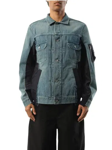Sacai Denim Nylon Twill Jacket | Thumbnail 1 Sacai Denim Nylon Twill Jacket | Thumbnail 1
