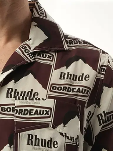 Rhude Moonlight Bordeaux Silk Shirt in Maroon/off White Multicolour | Thumbnail 2 Rhude Moonlight Bordeaux Silk Shirt in Maroon/off White Multicolour | Thumbnail 2