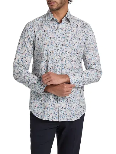 Paul Smith Men's Floral Cotton Regular-Fit Shirt | Thumbnail 3 Paul Smith Men's Floral Cotton Regular-Fit Shirt | Thumbnail 3