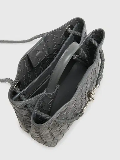 Bottega Veneta Women's Andiamo Small Intrecciato-Suede Top Handle Bag | Thumbnail 3 Bottega Veneta Women's Andiamo Small Intrecciato-Suede Top Handle Bag | Thumbnail 3