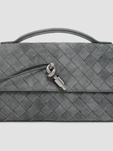 Bottega Veneta Women's Andiamo Intrecciato-Suede Top-Handle Clutch | Thumbnail 6 Bottega Veneta Women's Andiamo Intrecciato-Suede Top-Handle Clutch | Thumbnail 6