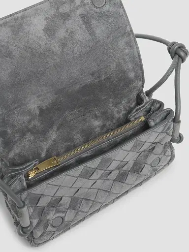 Bottega Veneta Women's Notturno Intrecciato Suede Pouch | Thumbnail 4 Bottega Veneta Women's Notturno Intrecciato Suede Pouch | Thumbnail 4
