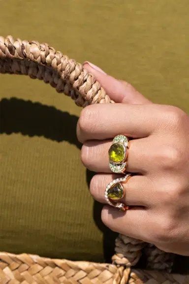 CLARA CHEHAB Diamond Peridot Tourmaline Embracing Half Moon Ring | Thumbnail 3 CLARA CHEHAB Diamond Peridot Tourmaline Embracing Half Moon Ring | Thumbnail 3