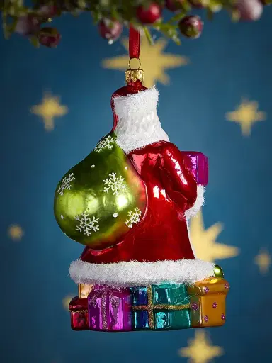 Glassware Art Studio Block Santa Glass Ornament | Thumbnail 2 Glassware Art Studio Block Santa Glass Ornament | Thumbnail 2