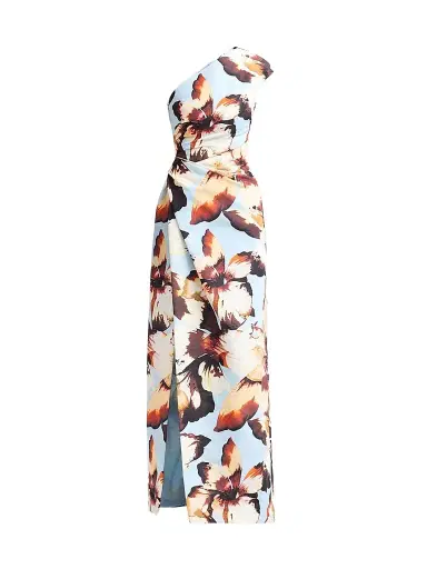 MONIQUE LHUILLIER Women's Floral Silk Faille One-Shoulder Gown | Thumbnail 1 MONIQUE LHUILLIER Women's Floral Silk Faille One-Shoulder Gown | Thumbnail 1