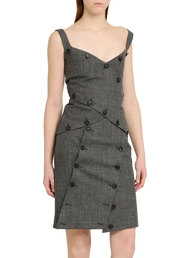 Ferragamo Women's Button-Detail Mouliné Wool Sleeveless Top | Thumbnail 4 Ferragamo Women's Button-Detail Mouliné Wool Sleeveless Top | Thumbnail 4