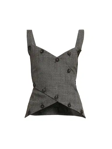 Ferragamo Women's Button-Detail Mouliné Wool Sleeveless Top | Thumbnail 1 Ferragamo Women's Button-Detail Mouliné Wool Sleeveless Top | Thumbnail 1