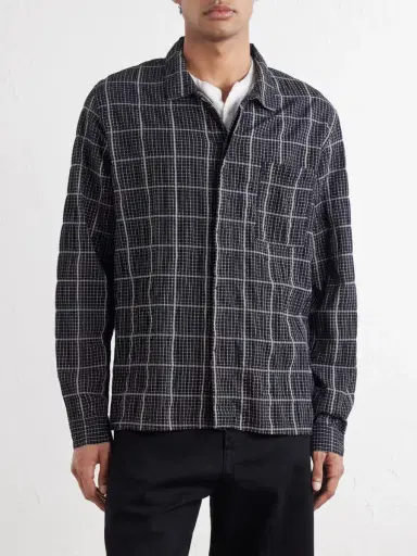 Folk Patch Checked Cotton-Blend Seersucker Shirt - Men | Thumbnail 3 Folk Patch Checked Cotton-Blend Seersucker Shirt - Men | Thumbnail 3