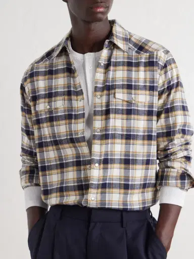 MR P. Western Checked Organic Cotton Shirt - Men | Thumbnail 5 MR P. Western Checked Organic Cotton Shirt - Men | Thumbnail 5