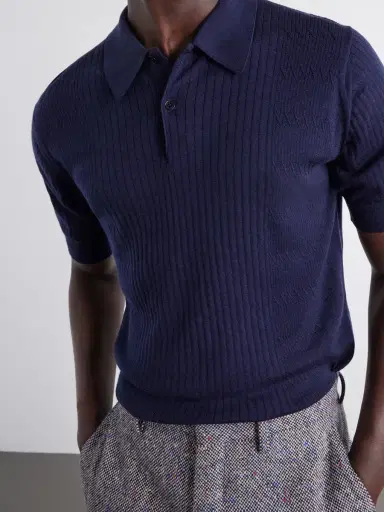 John Smedley Croall Ribbed Merino Wool Polo Shirt - Men | Thumbnail 5 John Smedley Croall Ribbed Merino Wool Polo Shirt - Men | Thumbnail 5