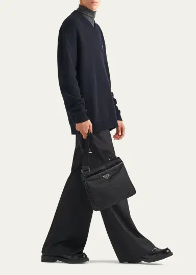 Prada Men's Nylon and Saffiano Crossbody Bag | Thumbnail 2 Prada Men's Nylon and Saffiano Crossbody Bag | Thumbnail 2