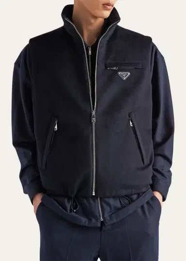 Prada Men's Solid Cashmere-Blend Vest | Thumbnail 4 Prada Men's Solid Cashmere-Blend Vest | Thumbnail 4