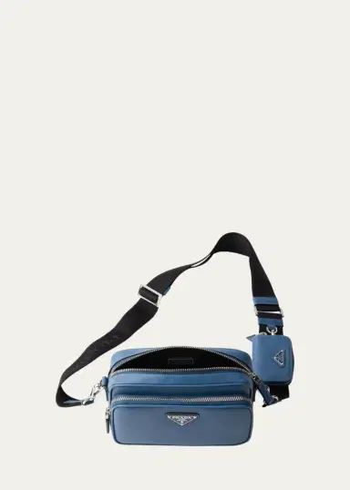 Prada Men's Saffiano Leather Crossbody Bag with Pouch | Thumbnail 3 Prada Men's Saffiano Leather Crossbody Bag with Pouch | Thumbnail 3