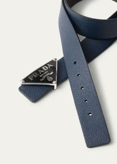 Prada Men's Diano Reversible Leather Belt Strap | Thumbnail 2 Prada Men's Diano Reversible Leather Belt Strap | Thumbnail 2