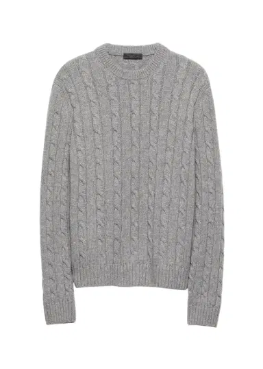 Prada Men's Cashmere Cable Knit Crewneck Sweater | Thumbnail 1 Prada Men's Cashmere Cable Knit Crewneck Sweater | Thumbnail 1