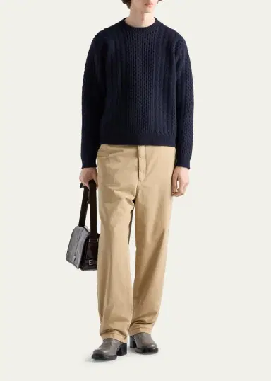 Prada Men's Cotton Gabardine Flat-Front Pants | Thumbnail 2 Prada Men's Cotton Gabardine Flat-Front Pants | Thumbnail 2