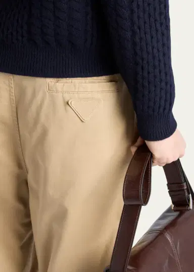Prada Men's Cotton Gabardine Flat-Front Pants | Thumbnail 5 Prada Men's Cotton Gabardine Flat-Front Pants | Thumbnail 5
