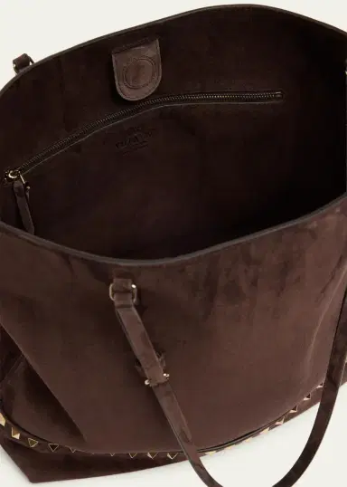 Valentino Garavani Medium Rockstud Suede Tote Bag | Thumbnail 4 Valentino Garavani Medium Rockstud Suede Tote Bag | Thumbnail 4