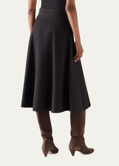 Akris punto Button-Front Cotton Denim Midi Skirt | Thumbnail 3 Akris punto Button-Front Cotton Denim Midi Skirt | Thumbnail 3