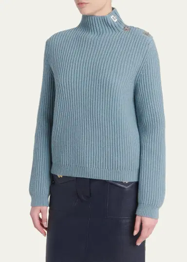 Ferragamo Gancini Clasp Shoulder Wool Turtleneck Sweater | Thumbnail 4 Ferragamo Gancini Clasp Shoulder Wool Turtleneck Sweater | Thumbnail 4