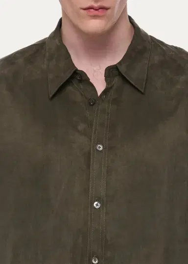 Helmut Lang Men's Fluid Lyocell and Viscose Button-Down Shirt | Thumbnail 4 Helmut Lang Men's Fluid Lyocell and Viscose Button-Down Shirt | Thumbnail 4