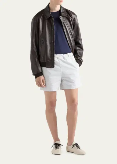 Prada Men's Silk Knit Short-Sleeve Crewneck Sweater | Thumbnail 2 Prada Men's Silk Knit Short-Sleeve Crewneck Sweater | Thumbnail 2