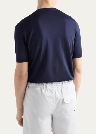 Prada Men's Silk Knit Short-Sleeve Crewneck Sweater | Thumbnail 3 Prada Men's Silk Knit Short-Sleeve Crewneck Sweater | Thumbnail 3