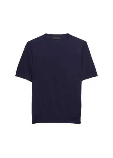 Prada Men's Silk Knit Short-Sleeve Crewneck Sweater | Thumbnail 1 Prada Men's Silk Knit Short-Sleeve Crewneck Sweater | Thumbnail 1