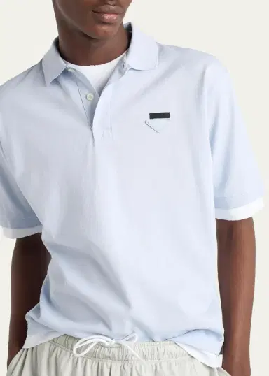 Prada Men's Double-Layer Polo Shirt | Thumbnail 5 Prada Men's Double-Layer Polo Shirt | Thumbnail 5