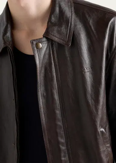 Prada Men's Napa Leather Full-Zip Jacket | Thumbnail 5 Prada Men's Napa Leather Full-Zip Jacket | Thumbnail 5