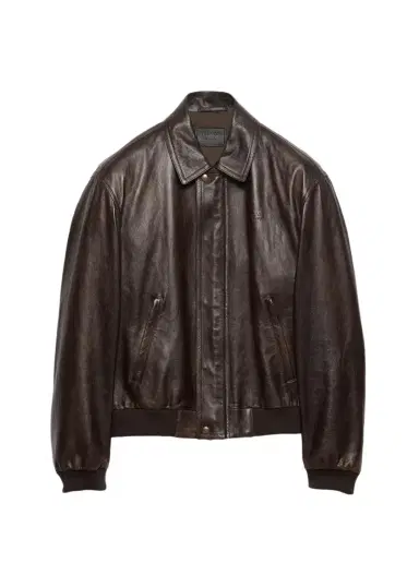 Prada Men's Napa Leather Full-Zip Jacket | Thumbnail 1 Prada Men's Napa Leather Full-Zip Jacket | Thumbnail 1