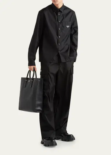 Prada Men's Re-Nylon Button-Front Shirt | Thumbnail 2 Prada Men's Re-Nylon Button-Front Shirt | Thumbnail 2
