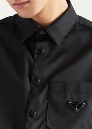 Prada Men's Re-Nylon Button-Front Shirt | Thumbnail 4 Prada Men's Re-Nylon Button-Front Shirt | Thumbnail 4