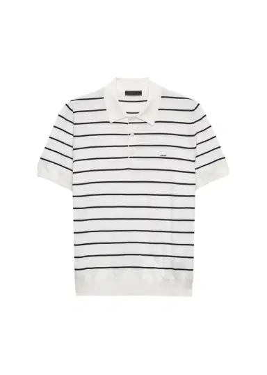 Prada Men's Cotton Knit Pinstripe Polo Shirt | Thumbnail 1 Prada Men's Cotton Knit Pinstripe Polo Shirt | Thumbnail 1