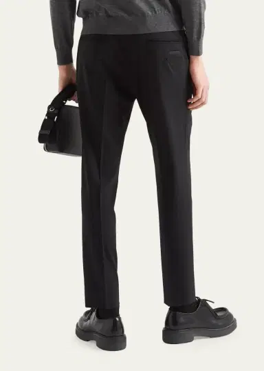 Prada Men's Wool-Stretch Tapered Leg Pants | Thumbnail 3 Prada Men's Wool-Stretch Tapered Leg Pants | Thumbnail 3