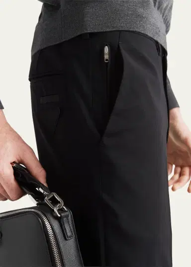 Prada Men's Wool-Stretch Tapered Leg Pants | Thumbnail 5 Prada Men's Wool-Stretch Tapered Leg Pants | Thumbnail 5