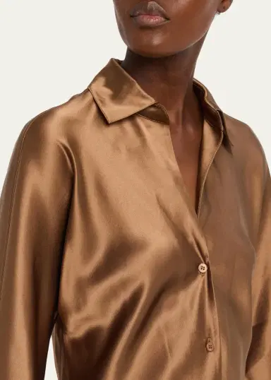 Lafayette 148 New York Dolman-Sleeve Metallic Silk Shirt | Thumbnail 5 Lafayette 148 New York Dolman-Sleeve Metallic Silk Shirt | Thumbnail 5