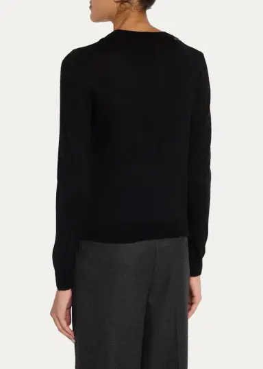 Carolina Herrera Embroidered Wool & Silk-Blend Long-Sleeve Sweater | Thumbnail 3 Carolina Herrera Embroidered Wool & Silk-Blend Long-Sleeve Sweater | Thumbnail 3