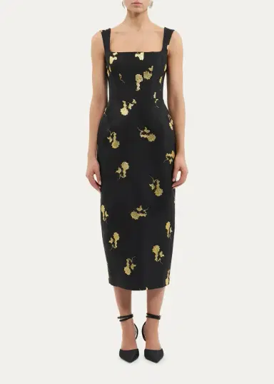 Rebecca Vallance Mariya Floral Jacquard Midi Dress | Thumbnail 2 Rebecca Vallance Mariya Floral Jacquard Midi Dress | Thumbnail 2