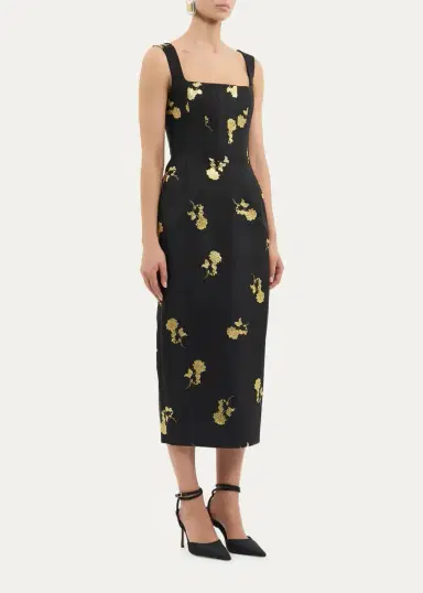 Rebecca Vallance Mariya Floral Jacquard Midi Dress | Thumbnail 4 Rebecca Vallance Mariya Floral Jacquard Midi Dress | Thumbnail 4