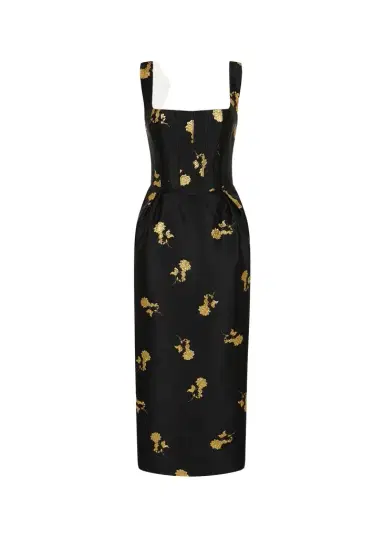 Rebecca Vallance Mariya Floral Jacquard Midi Dress | Thumbnail 1 Rebecca Vallance Mariya Floral Jacquard Midi Dress | Thumbnail 1