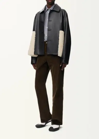 Loewe Leather & Lamb Shearling Single-Breasted Jacket | Thumbnail 2 Loewe Leather & Lamb Shearling Single-Breasted Jacket | Thumbnail 2