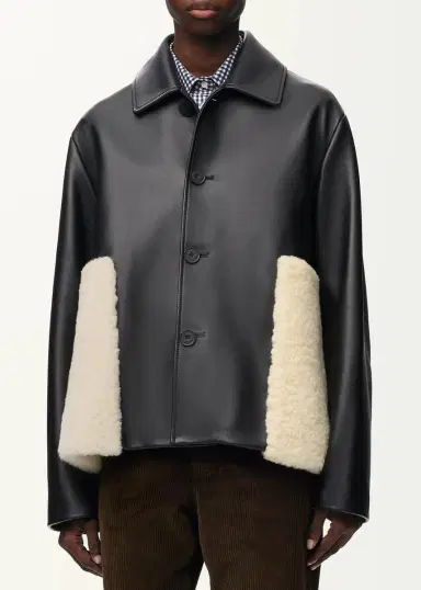Loewe Leather & Lamb Shearling Single-Breasted Jacket | Thumbnail 4 Loewe Leather & Lamb Shearling Single-Breasted Jacket | Thumbnail 4