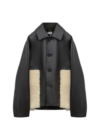 Loewe Leather & Lamb Shearling Single-Breasted Jacket | Thumbnail 1 Loewe Leather & Lamb Shearling Single-Breasted Jacket | Thumbnail 1