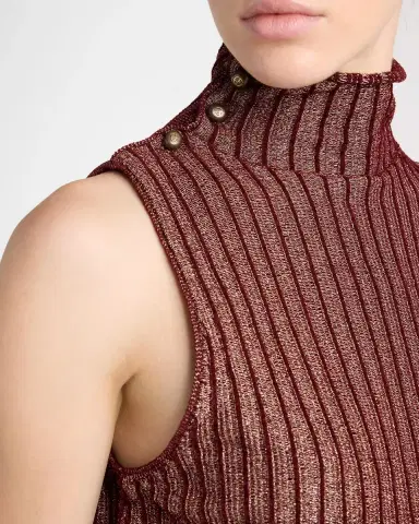 Giorgio Armani Button Turtleneck Rib Knit Tank Top | Thumbnail 5 Giorgio Armani Button Turtleneck Rib Knit Tank Top | Thumbnail 5