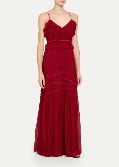 Ulla Johnson Dorothea Ribbon-Trim Ruffle Silk Gown | Thumbnail 4 Ulla Johnson Dorothea Ribbon-Trim Ruffle Silk Gown | Thumbnail 4